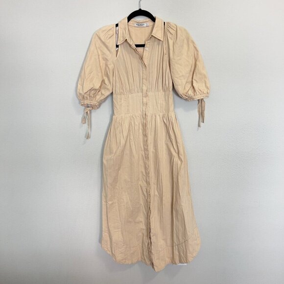Mon Renn Marlow Midi Dress Size US XS Color Cream - Picture 2 of 4